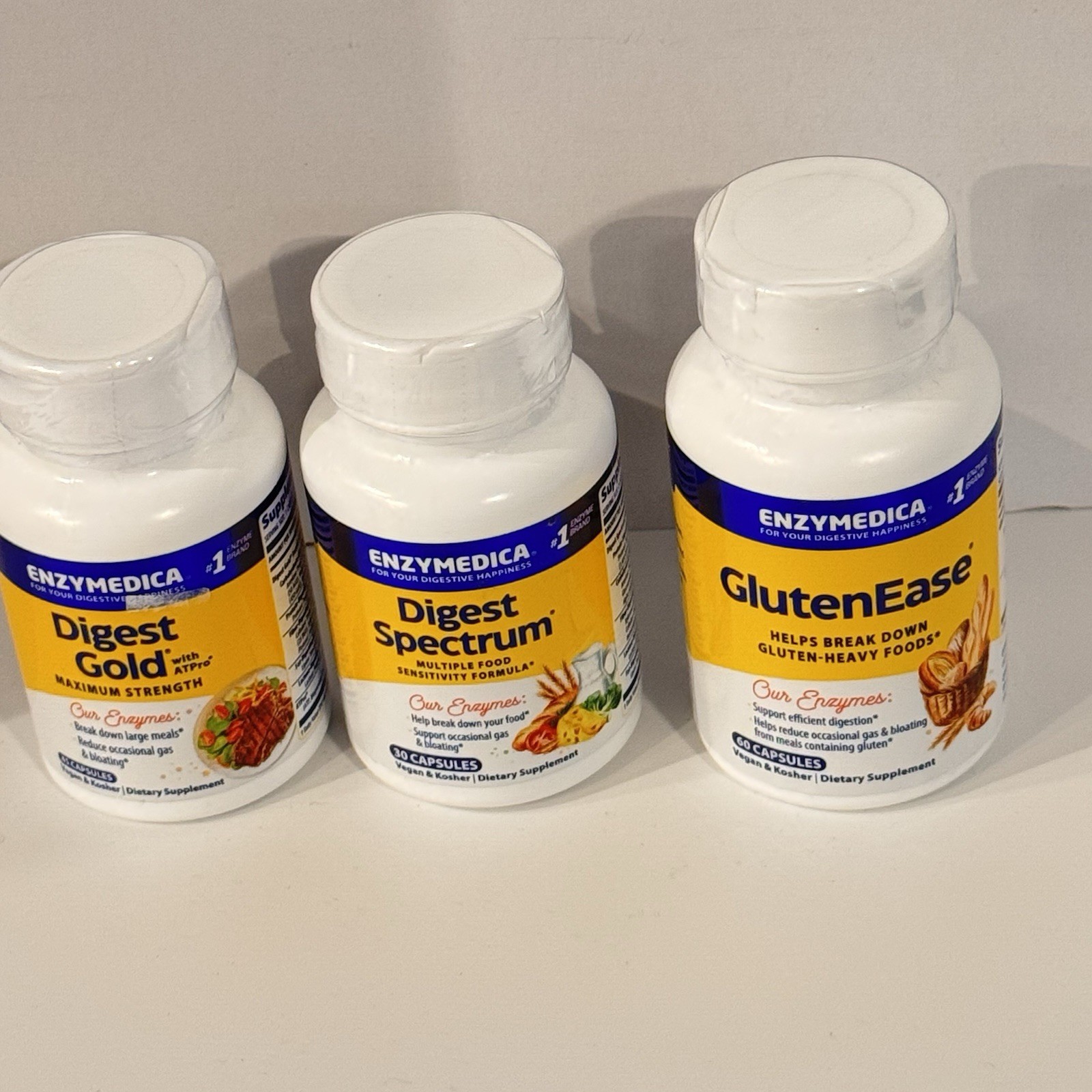 Enzymedica Digest Gold (45) & Digest Spectrum (30) & GlutenEase (60) 12/26-8/27