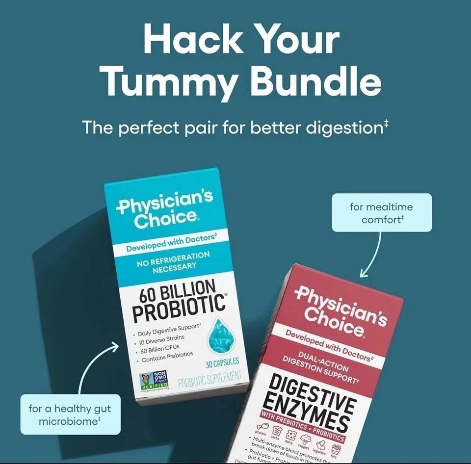 Physician’s Choice 60 Billion Probiotic & Digestive Enzymes Bundle USA SELLER-+