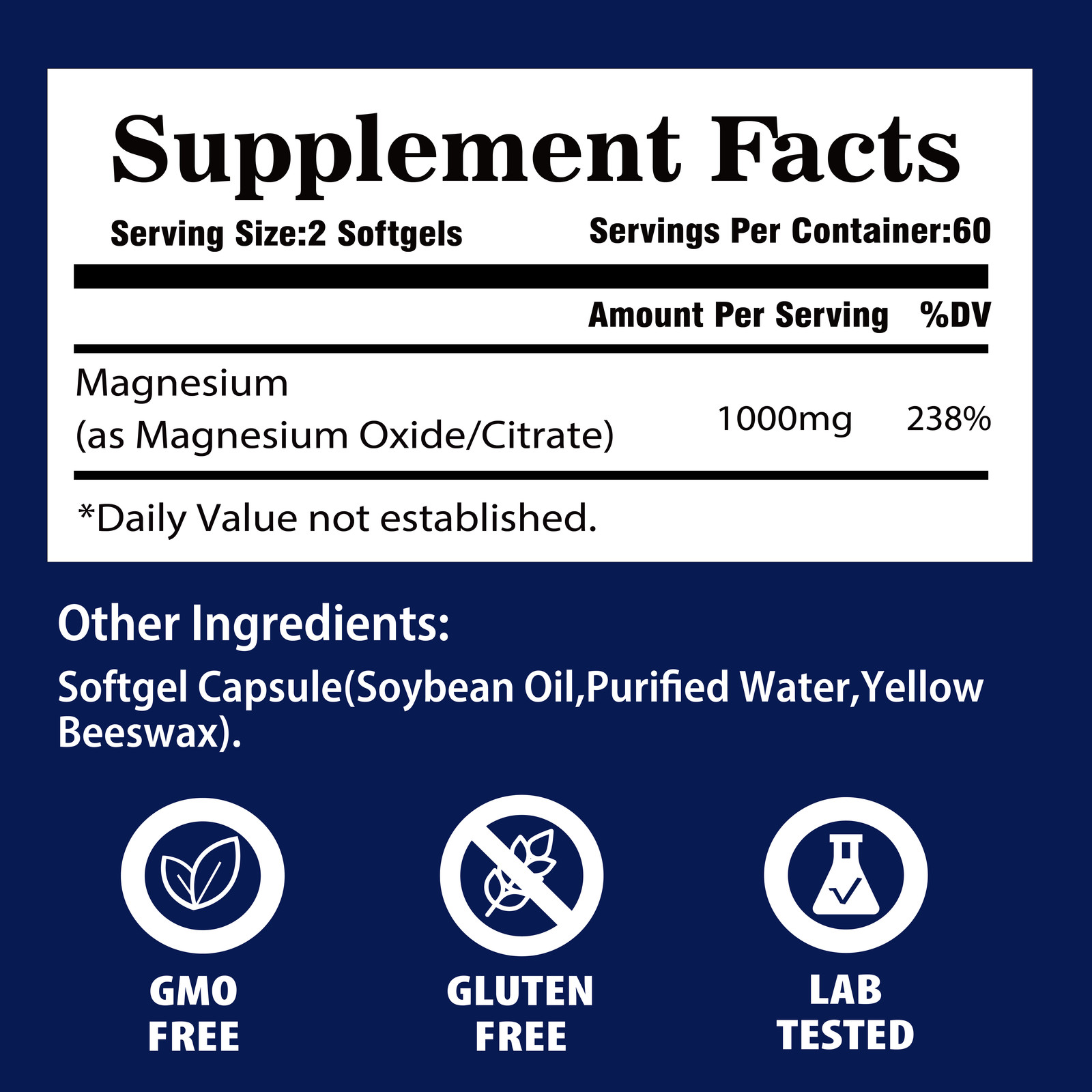 3 Bottles Magnesium Citrate 1000mg Capsules Super Strong Effective | 02/07/2027