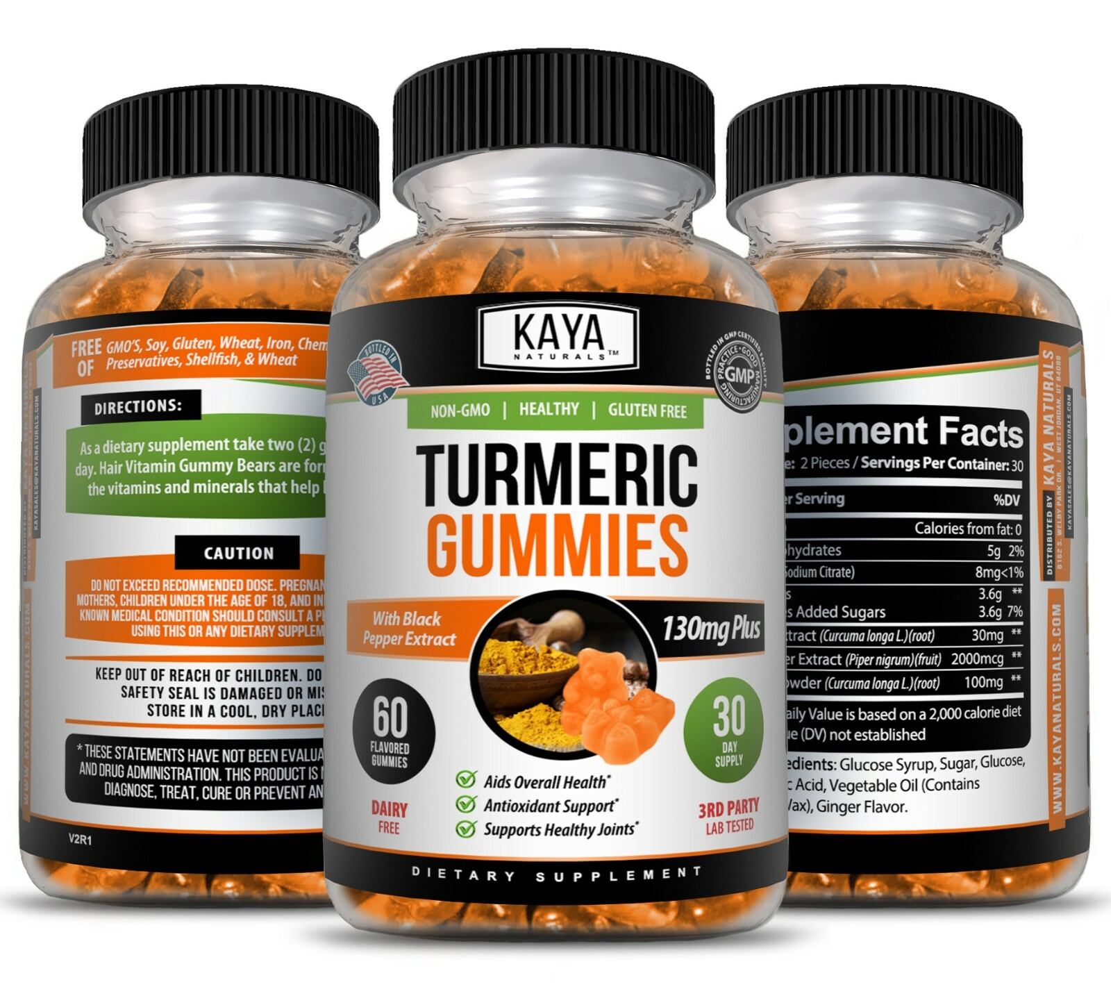 Turmeric Curcumin Black Pepper Gummies 60ct Joint Pain Inflammation Relief Gummy