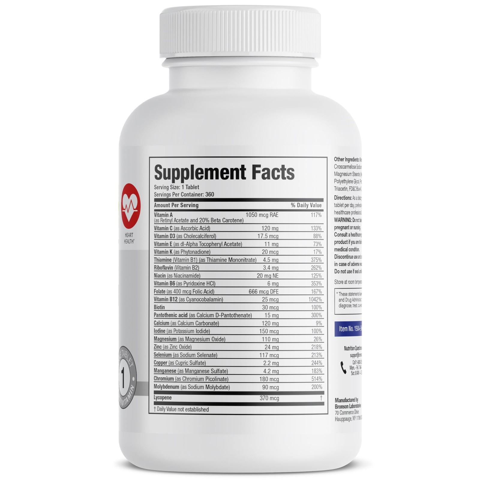 Bronson ONE Daily Mens 50+ Complete Multivitamin 360 Count (Pack of 1)
