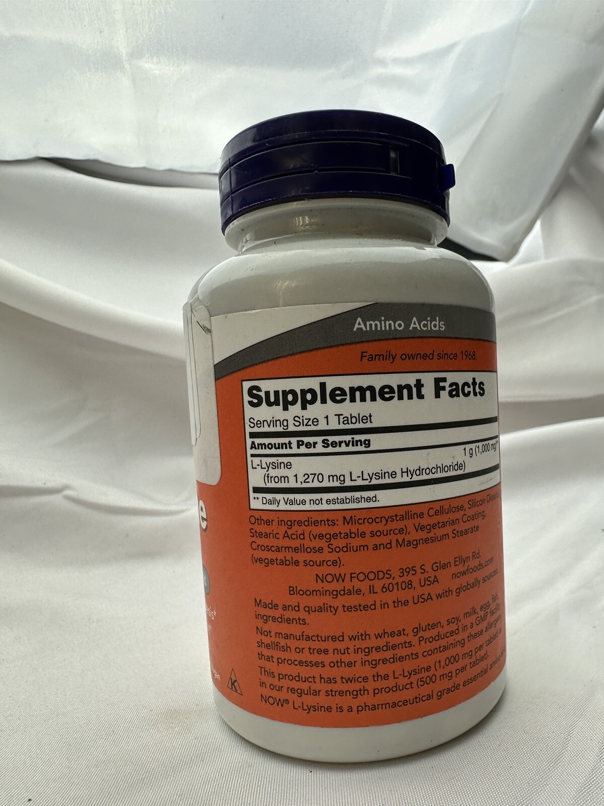 Now Foods L-Lysine 1000mg Collagen Synthesis Double Strength 100 Tabs 06/28