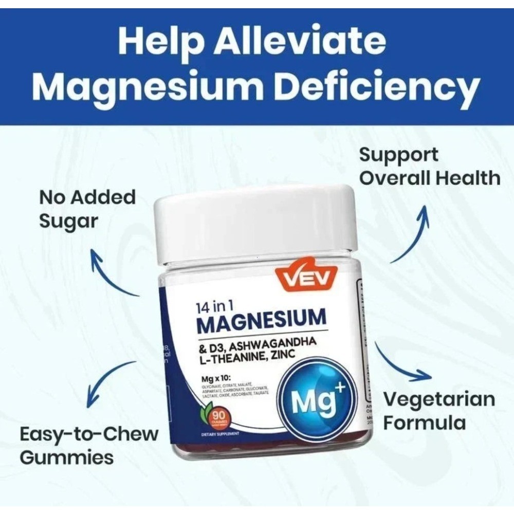 VEV 14-in-1 Magnesium Gummies with Ashwagandha,– Calm & Sleep Support