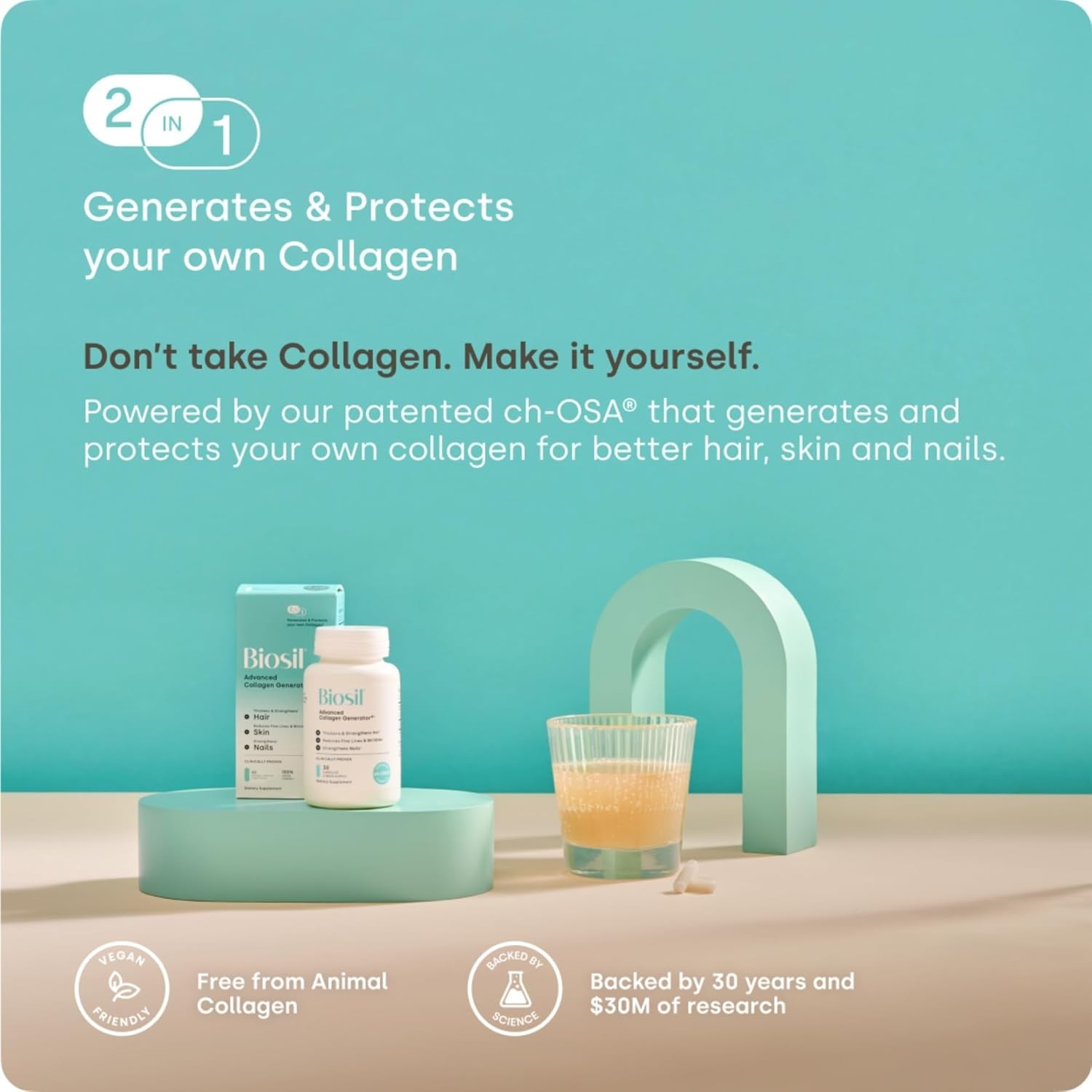 2 Pack BioSil Advanced Collagen Generator Capsules 120 Count Hair Skin Nails #4