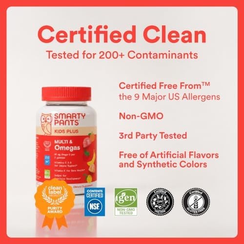 SmartyPants Kids Multivitamin Gummies with Omega 3 DHA/EPA, Vitamins D3, C,