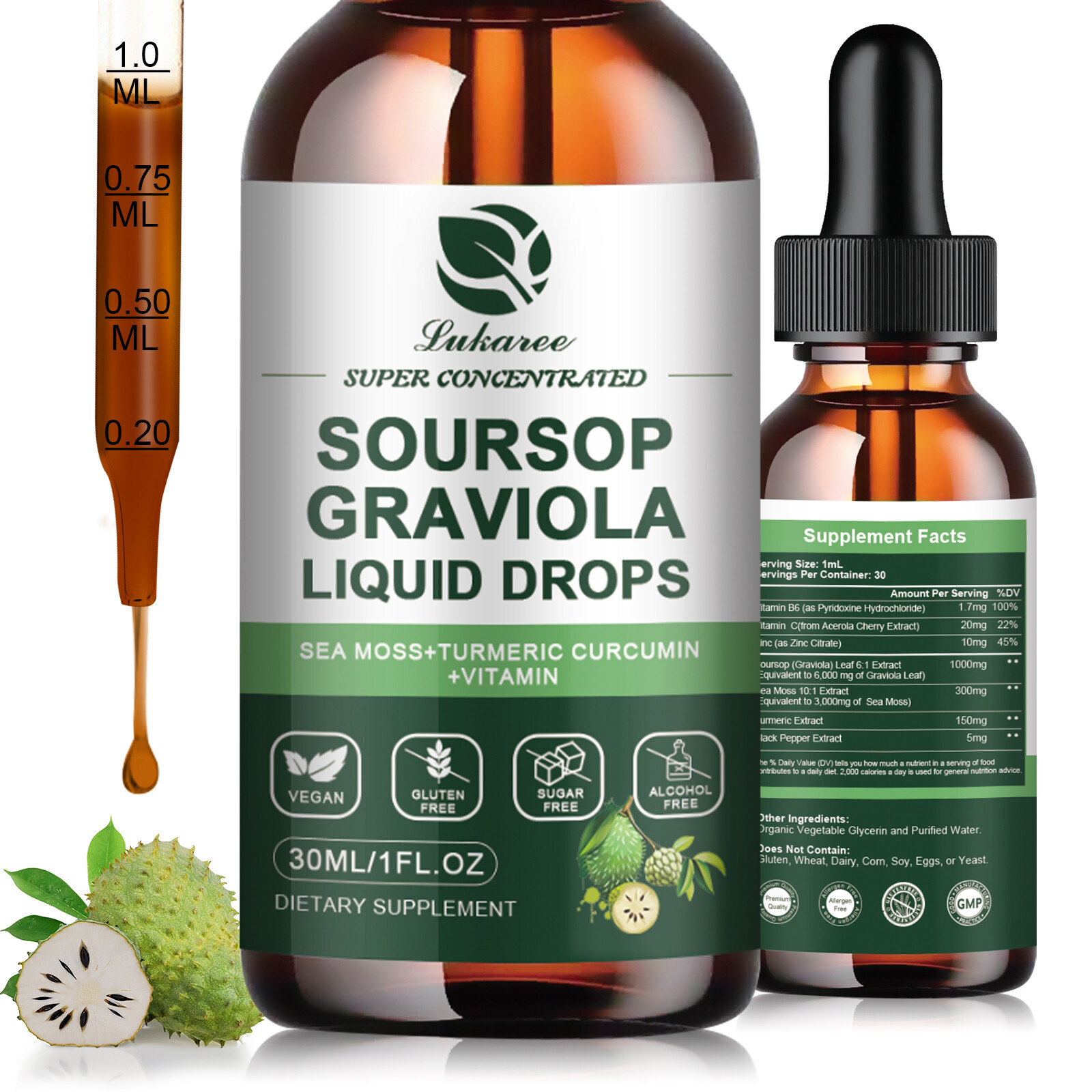 2X Soursop Graviola Liquid Drop for Cell Support & Regeneration, Immune Boost