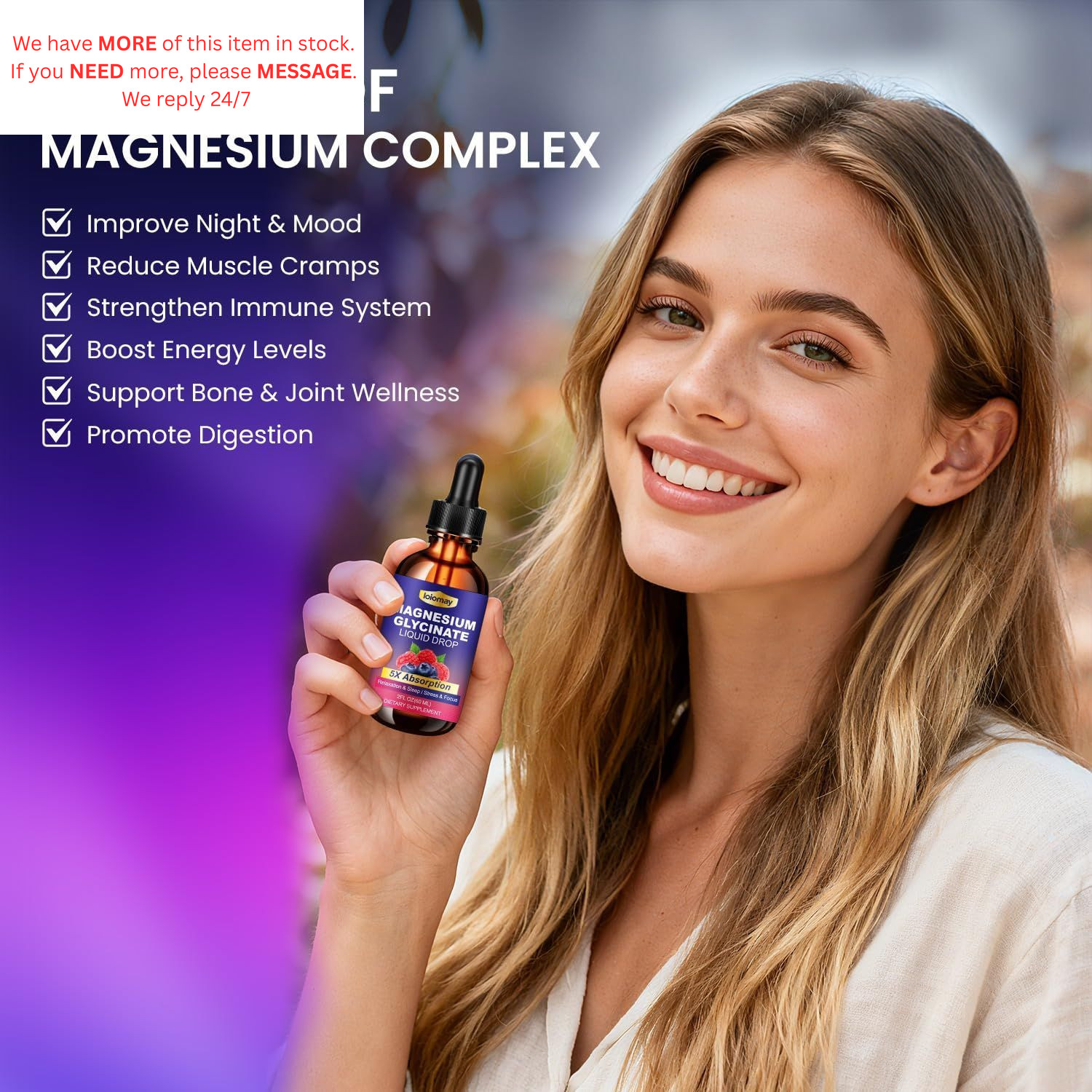 Magnesium Glycinate Liquid Drops 400mg, 5-in-1 2 Fl Oz (Pack of 1)