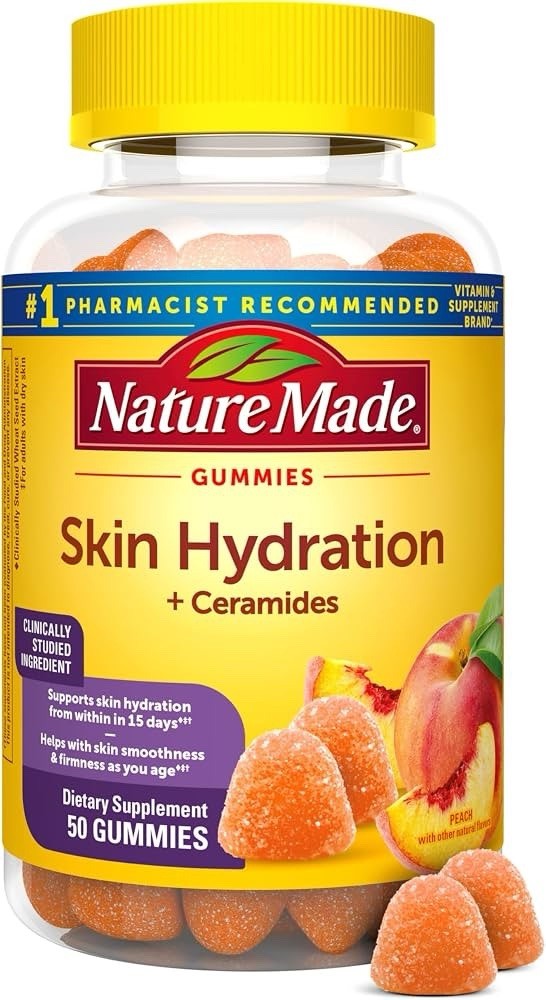 Nature Made Skin Hydration + Ceramides – Gummies – Peach – 50ct – EXP 12/26
