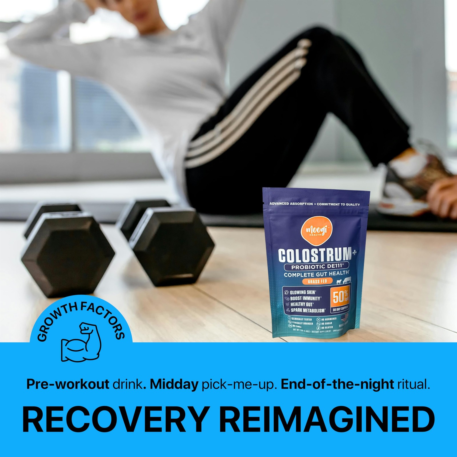 BestBy01/27 Moogi Performance+ Colostrum DE111 Probiotic 30-Day Supply