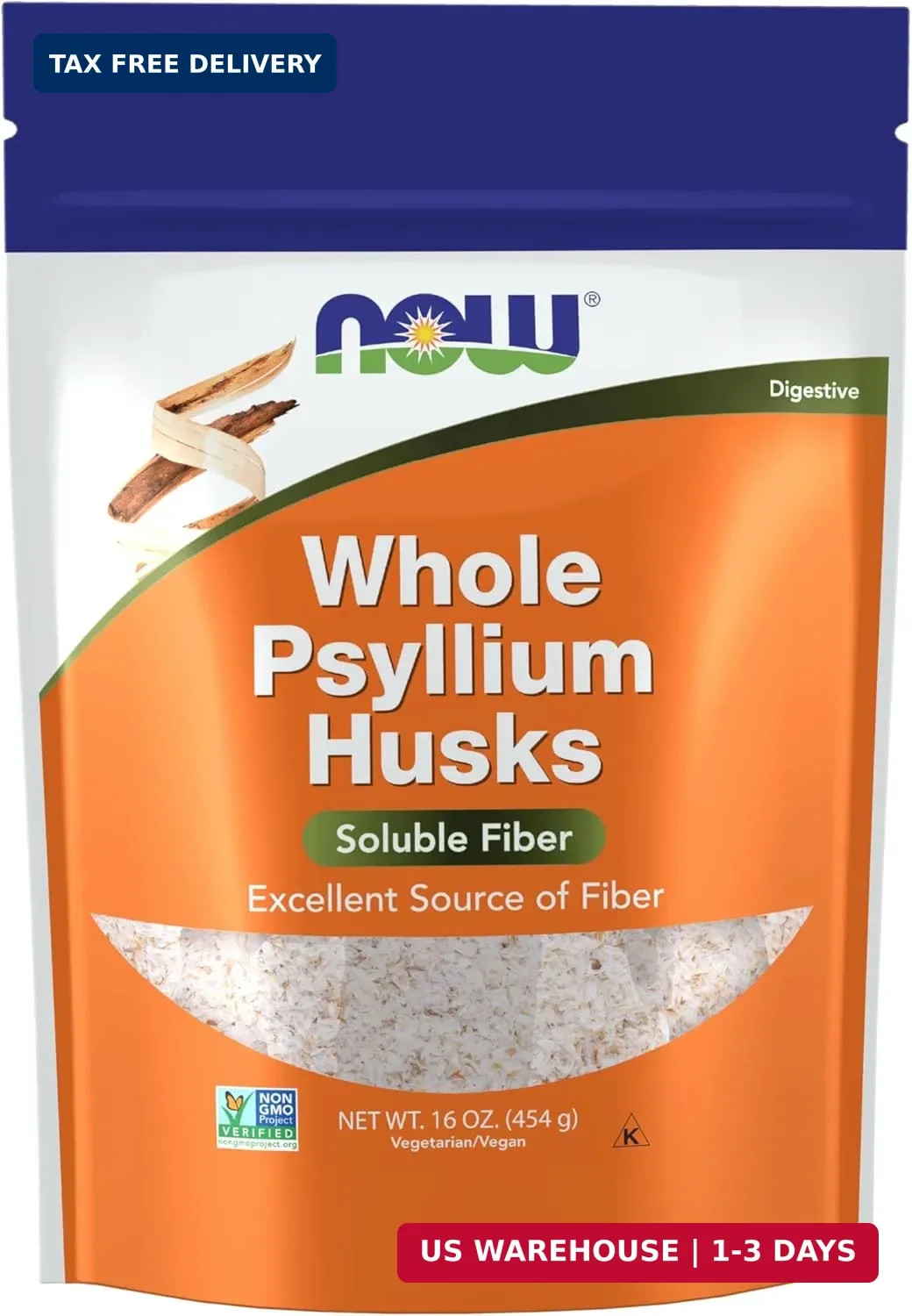Supplements, Whole Psyllium Husks, Non-GMO Project Verified, Soluble Fiber, 16-O