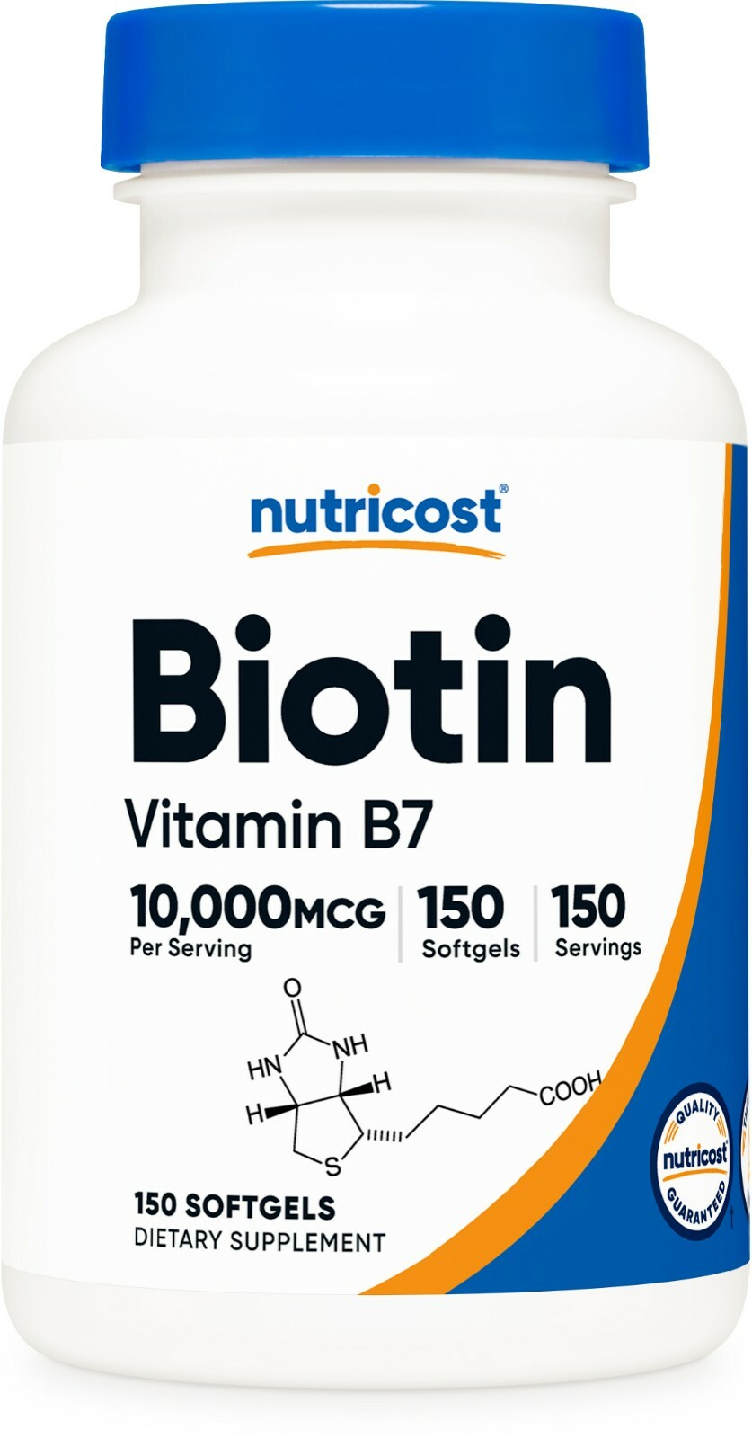 Nutricost Biotin (10,000mcg) with Coconut Oil 150 Softgels