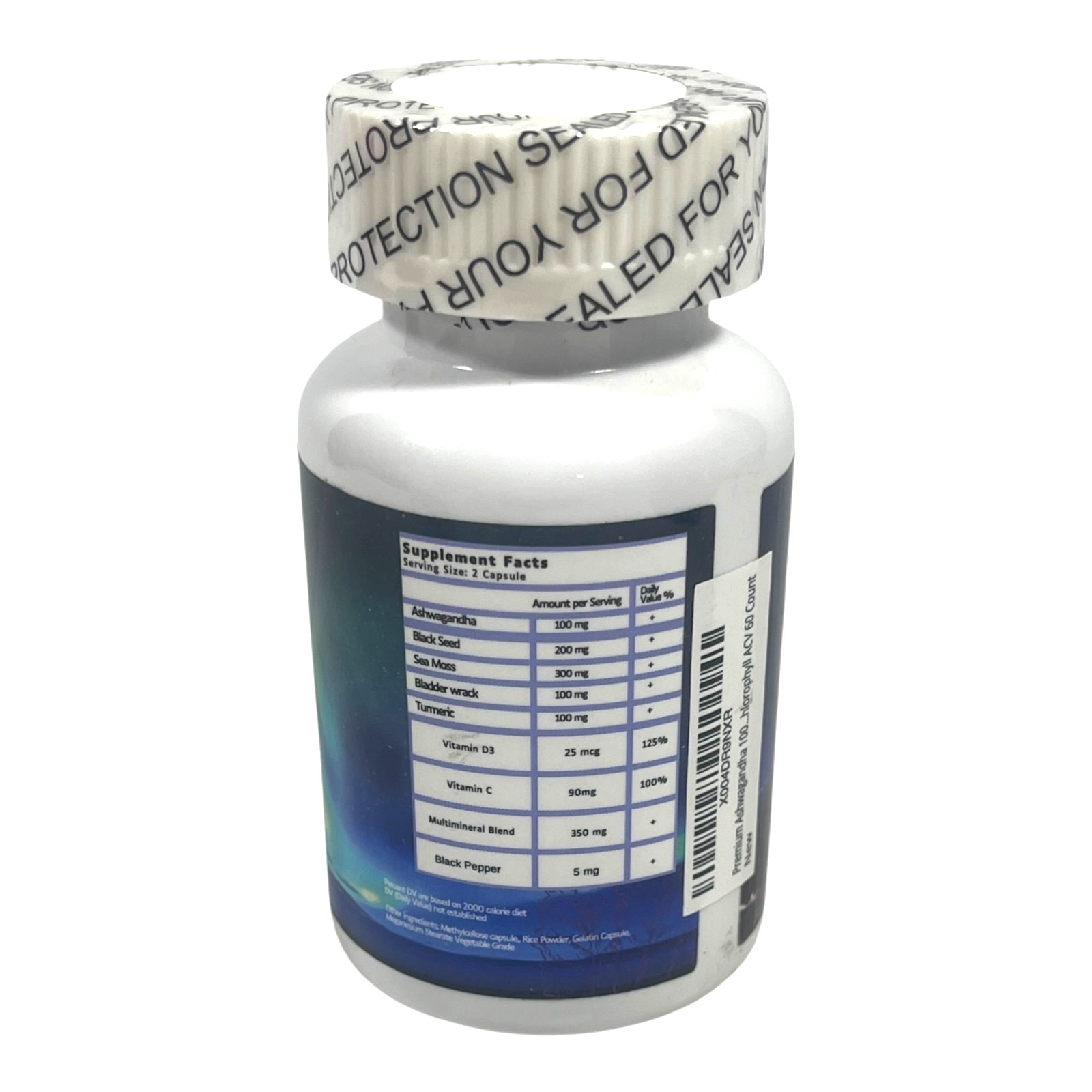 Znovia All In One Supplement – 60 Capsules – Ashwagandha Sea Moss Burdock Root