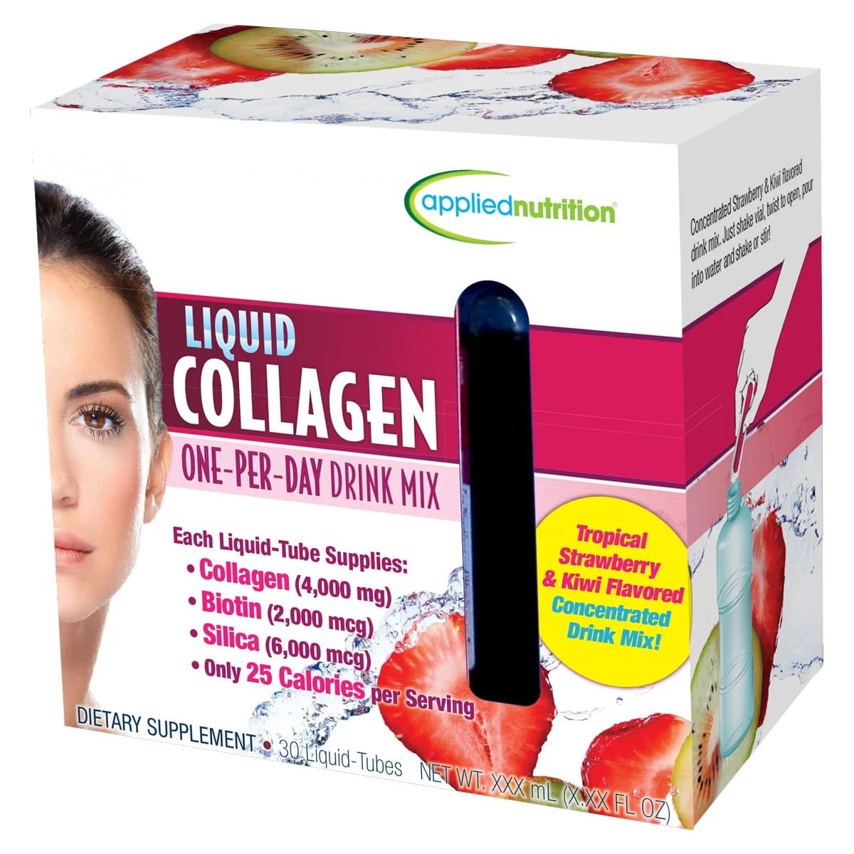 Applied Nutrition Liquid Collagen Drink Mix 4000 30 Count (Pack of 1), Red