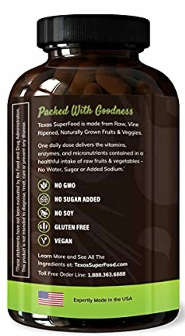 Texas SuperFood – Superfood 180 Capsules, Superfood Reds and Greens Exp: 06/26