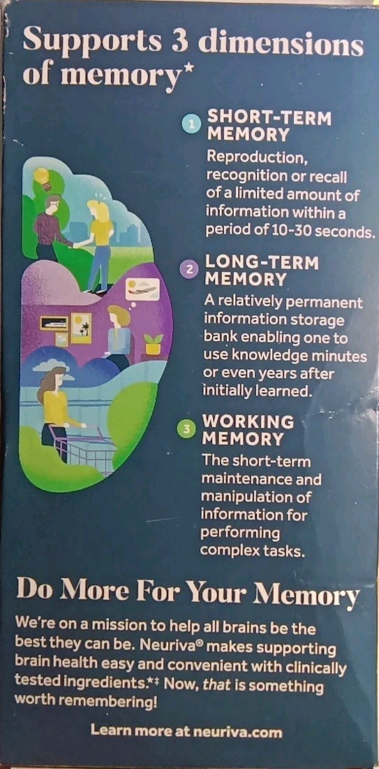 SCHIFF NEURIVA LONG-TERM MEMORY 3D BRAIN HEALTH DIETARY SUPPLIMENT 50 CAPSULES!!