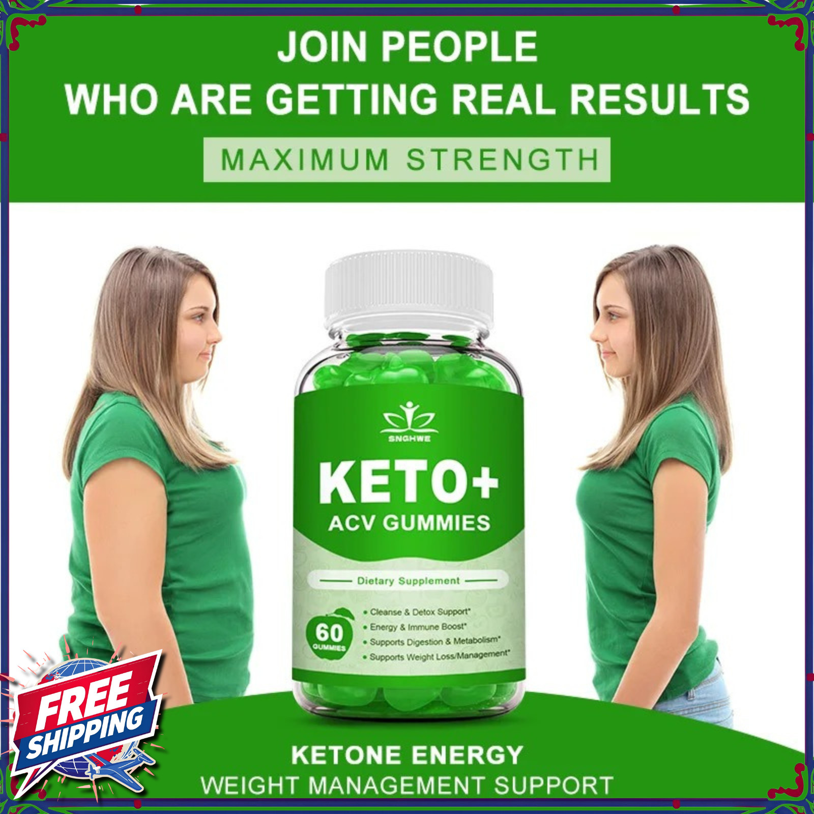 Keto Diet Ketosis Gummies Apple Cider Vinegar Weight Loss Slimming Detox Support
