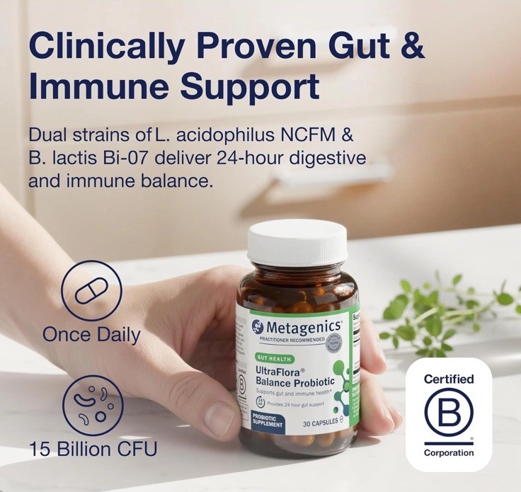 Metagenics UltraFlora Balance Probiotic 30 Count Shelf Stable Daily Gut Health