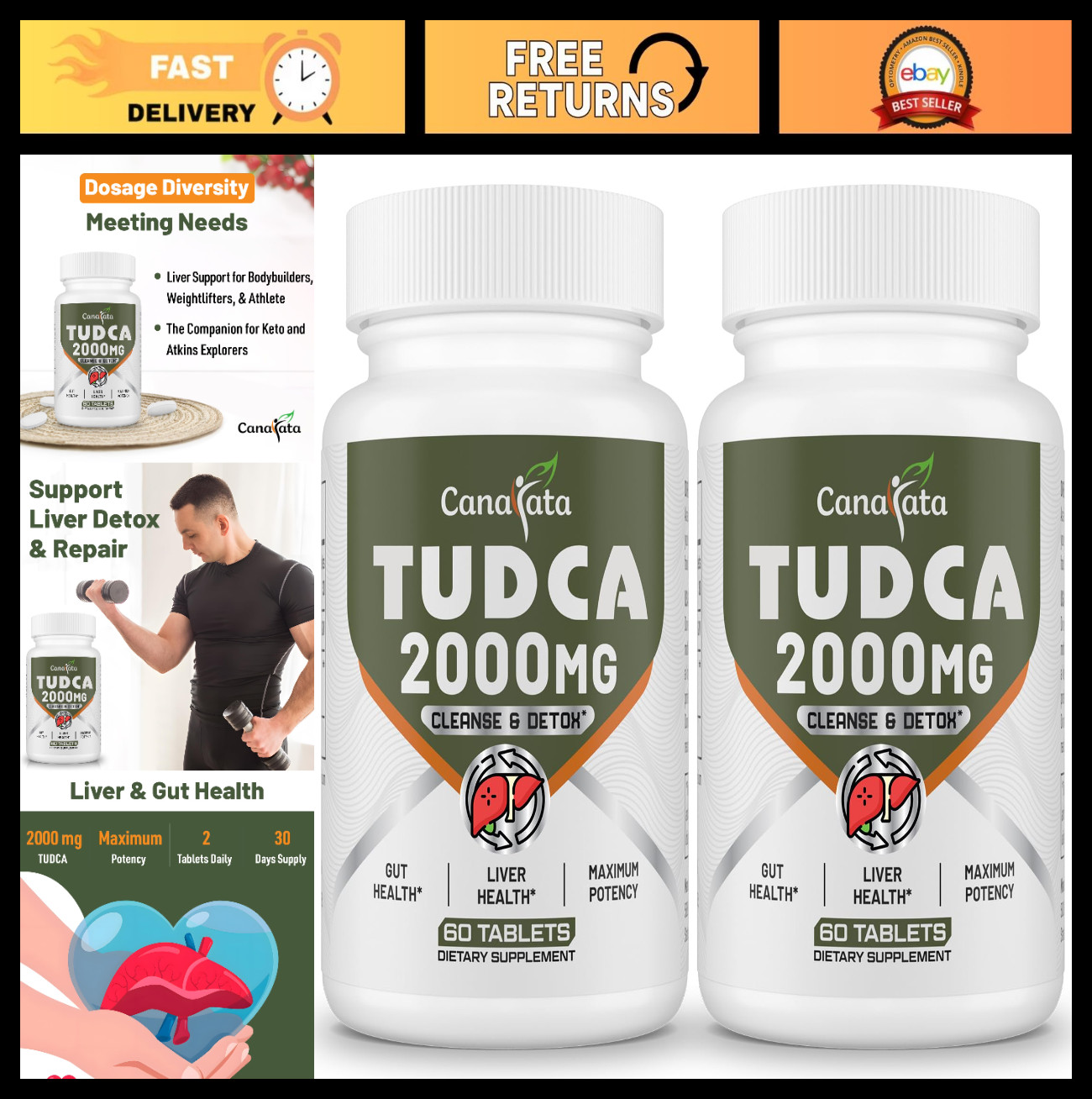 Liver Detox Supplements 2000mg – Bile Salts for Liver & Gallbladder Health – 60