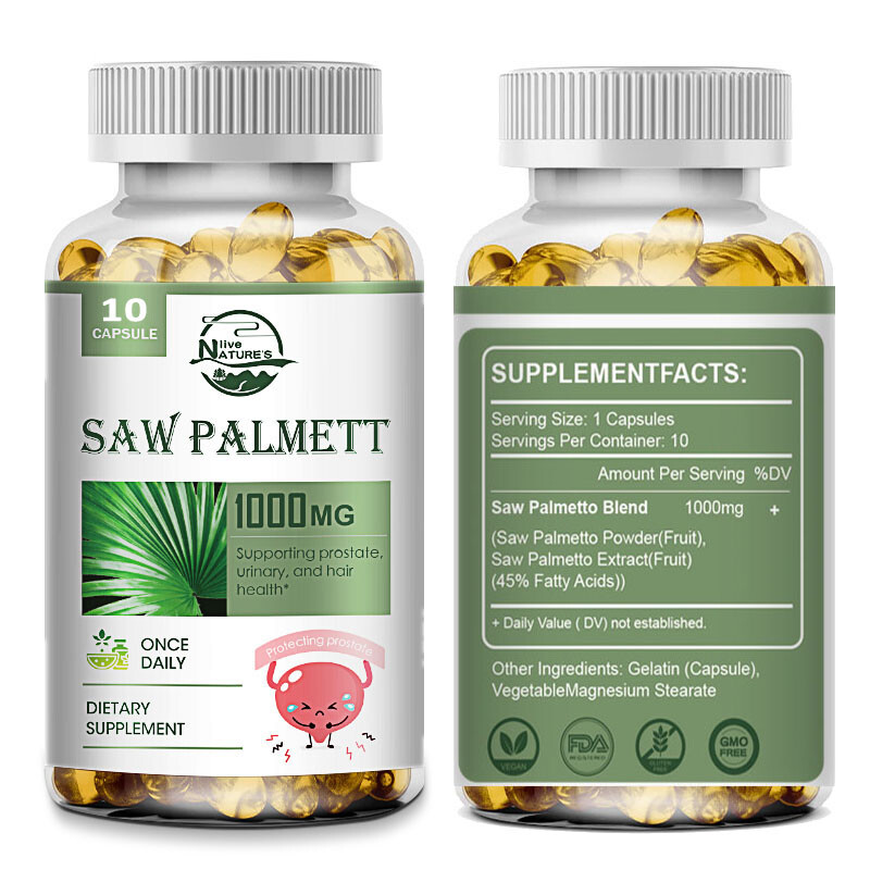 10/60/120 Saw Palmetto Capsules 1000mg Prostate Health Supplement Non-GMO