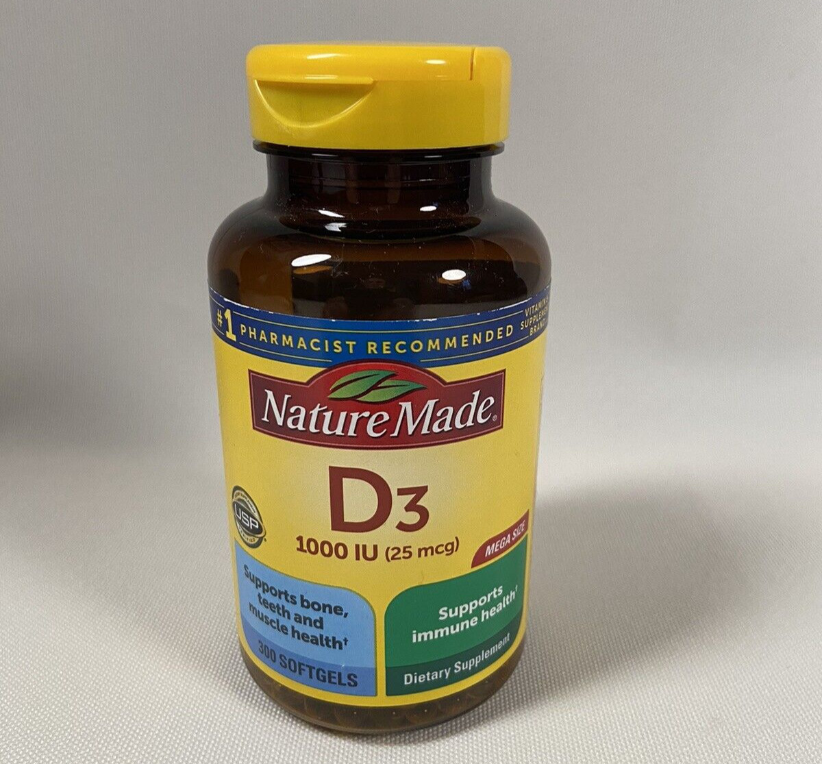Nature Made Vitamin D3 1000 IU Dietary Supplement for Bone Teeth Muscle Health