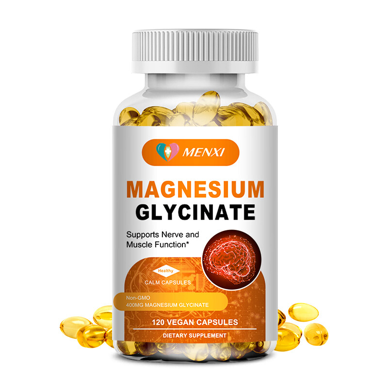 Magnesium Glycinate Capsules 400mg High Absorption Chelated by MENXI 120 Pills