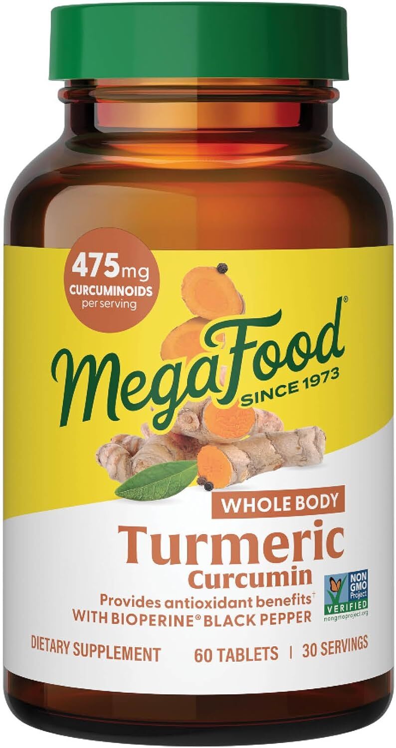MegaFood Turmeric Strength for Whole Body 60 Tablets Dairy-Free, Gluten-Free,