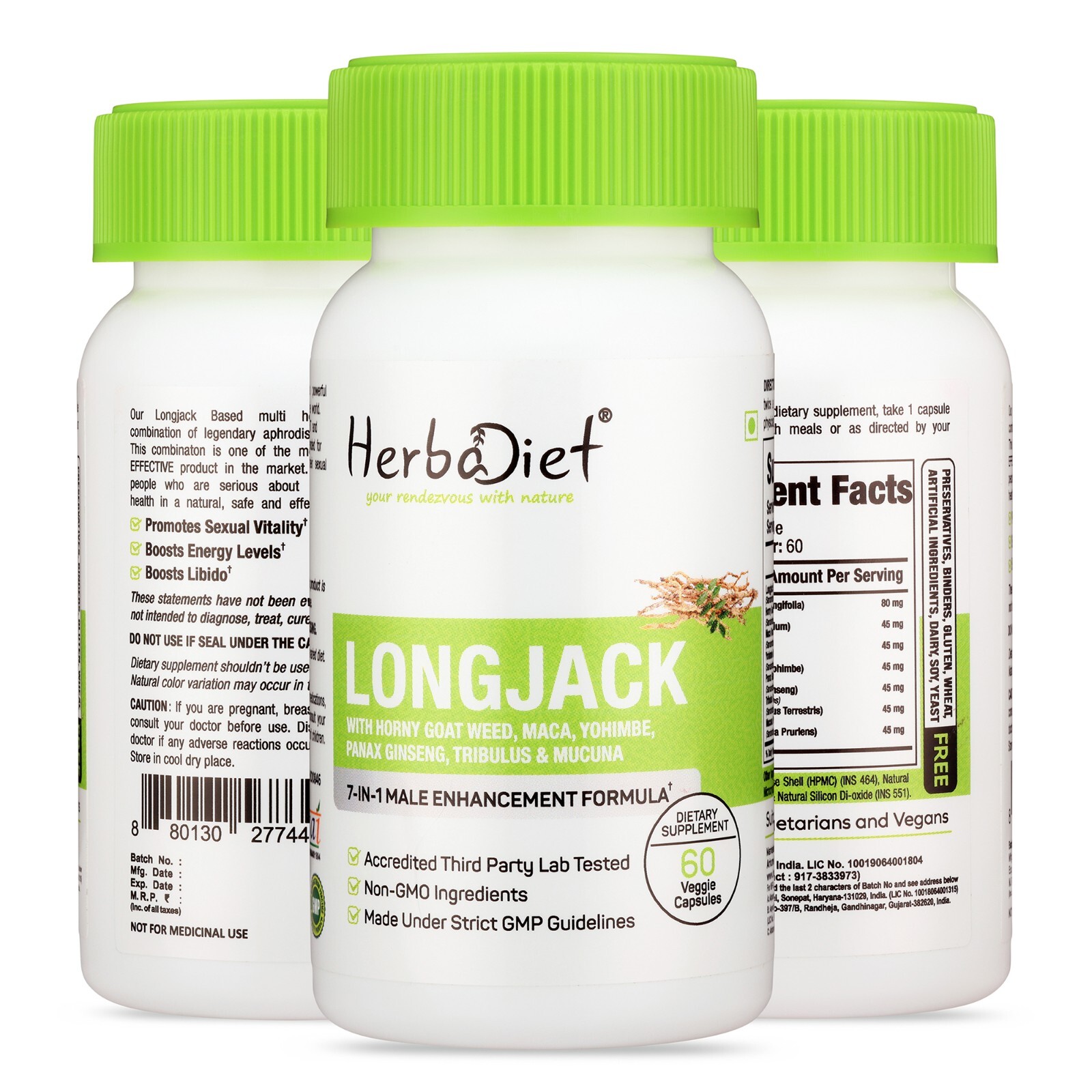 Longjack Capsules with Horny Goat Weed, Maca, Ginseng, Tribulus – Vitality Blend
