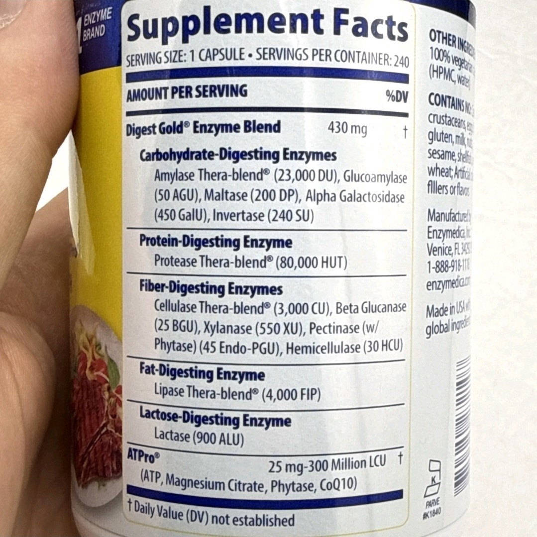 Enzymedica Digest Gold Max Strength w/ ATPro – 240 Caps, Guaranteed Strength