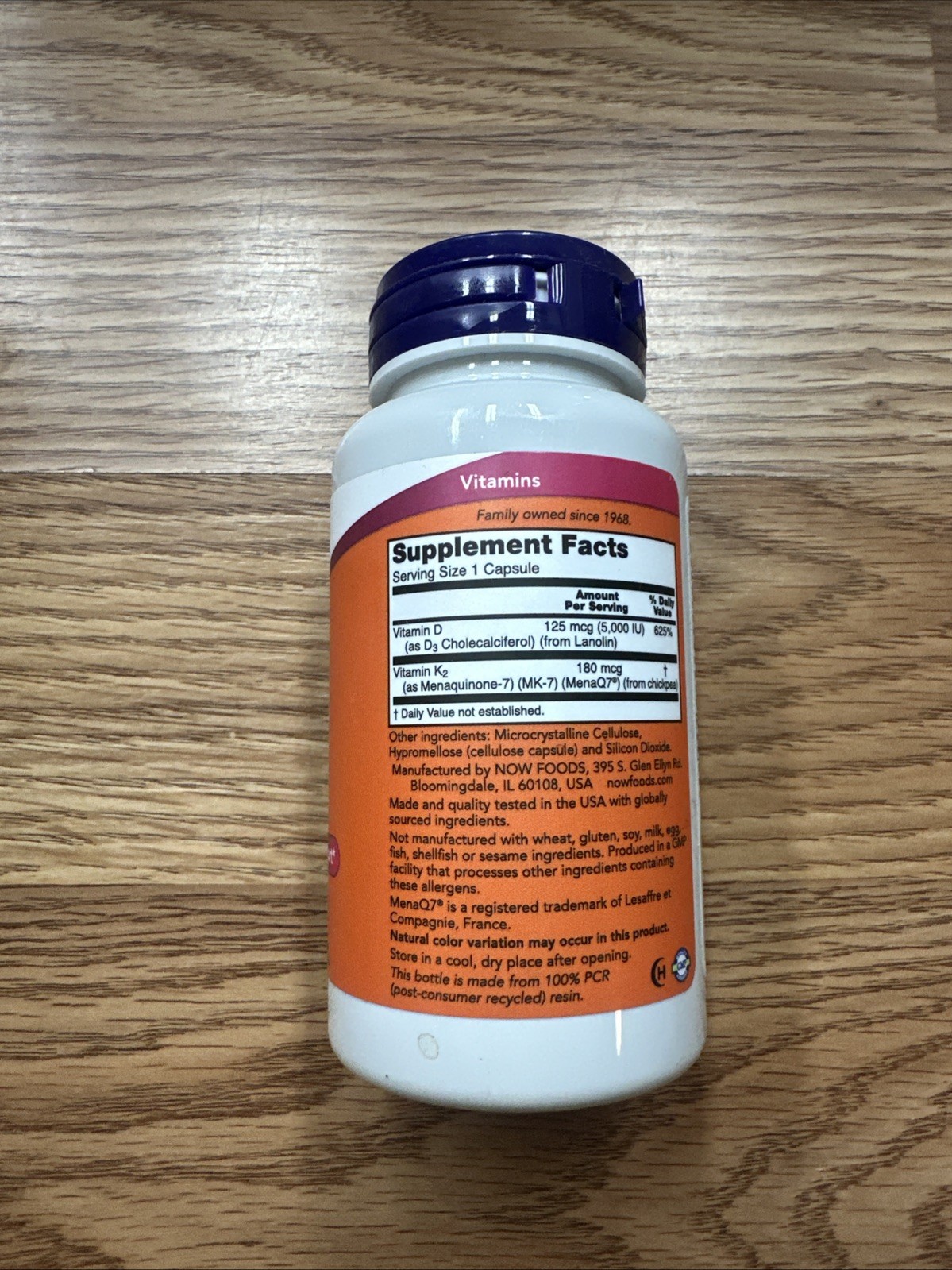 NOW FOODS Mega D-3 & MK-7 120 Veg Capsules Exp 10/2027