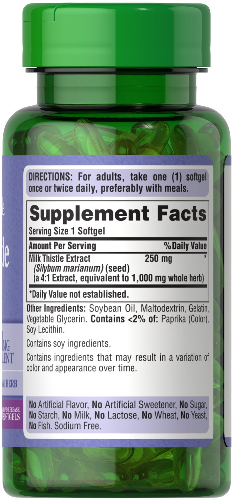 2 Pack Milk Thistle 4:1 Extract 1000mg (Silymarin) Concentrated Extract 180 sgls