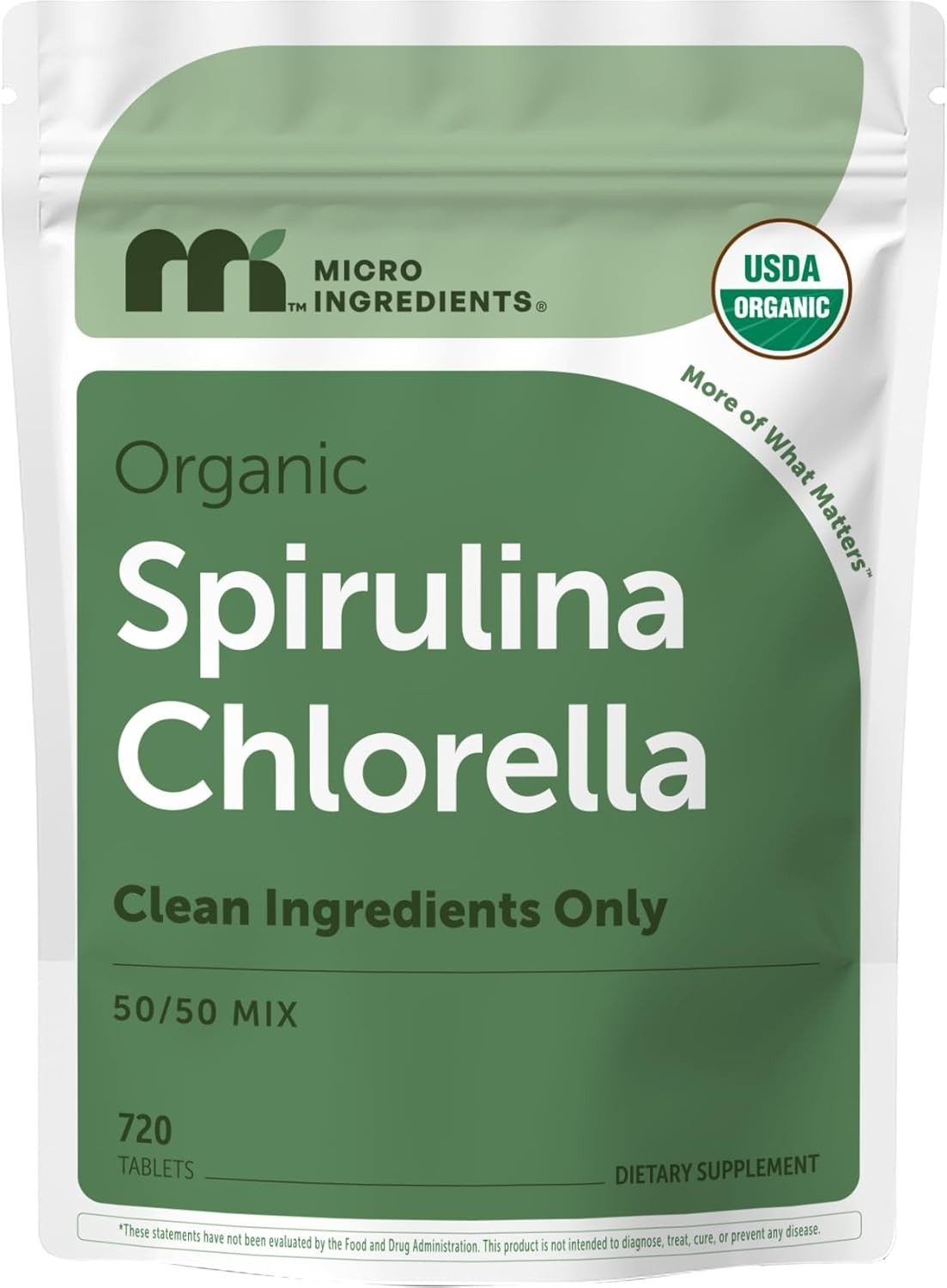 Organic Spirulina Chlorella Tablets – 720 Count, 4 Supply for Vitality
