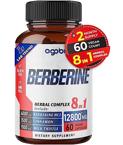Premium Berberine HCL 12800mg w/ Ceylon Turmeric Ashwagandha for 2 Months Supply
