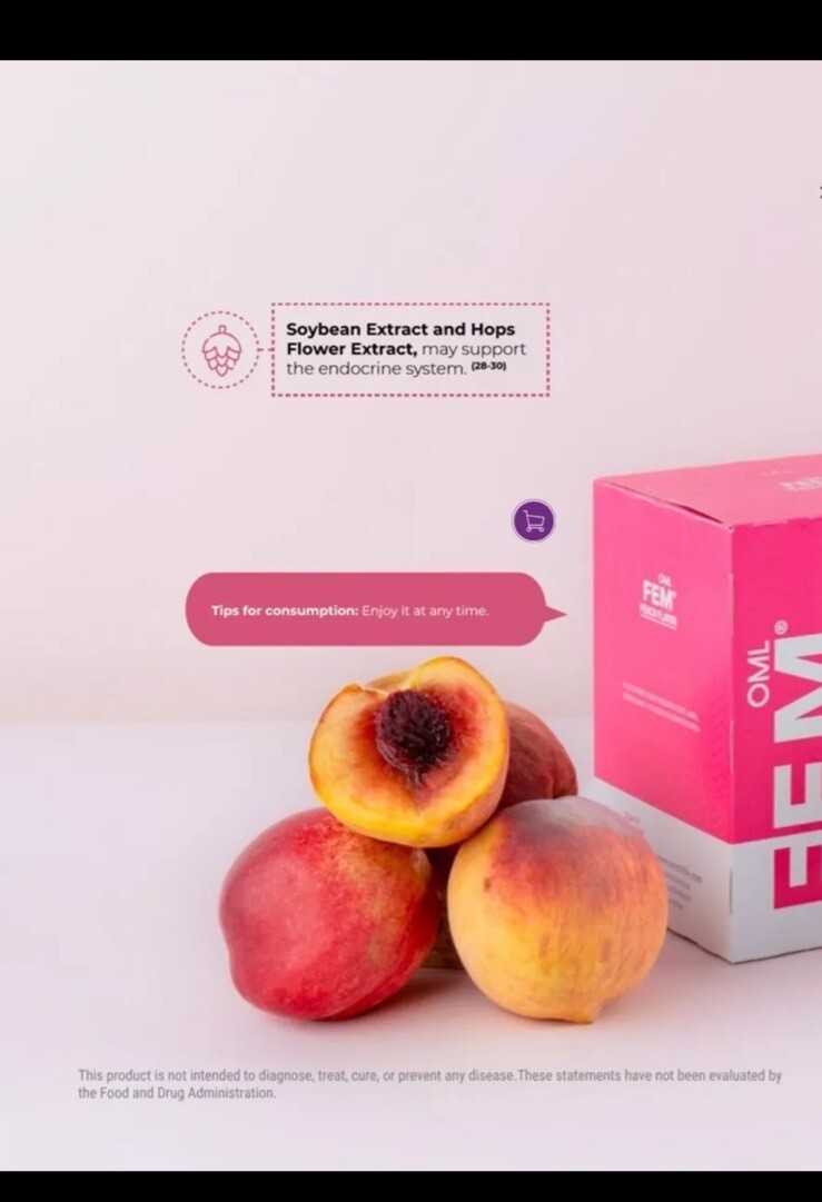 OML Fem | Omnilife | Sabor Durazno | Box w/30 sachets Peach Flavor
