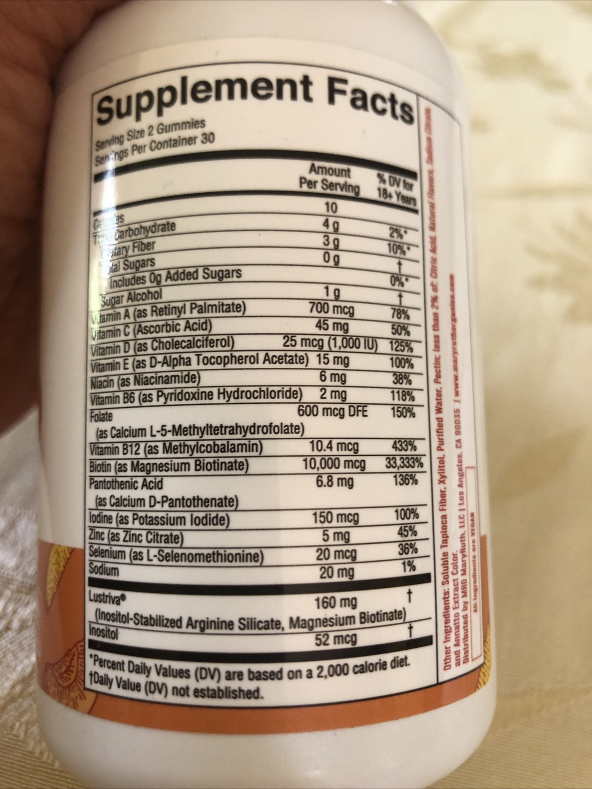 Mary Ruth’s Multivitamin Gummies + Hair Growth, Peach Mango, 60 Gummies