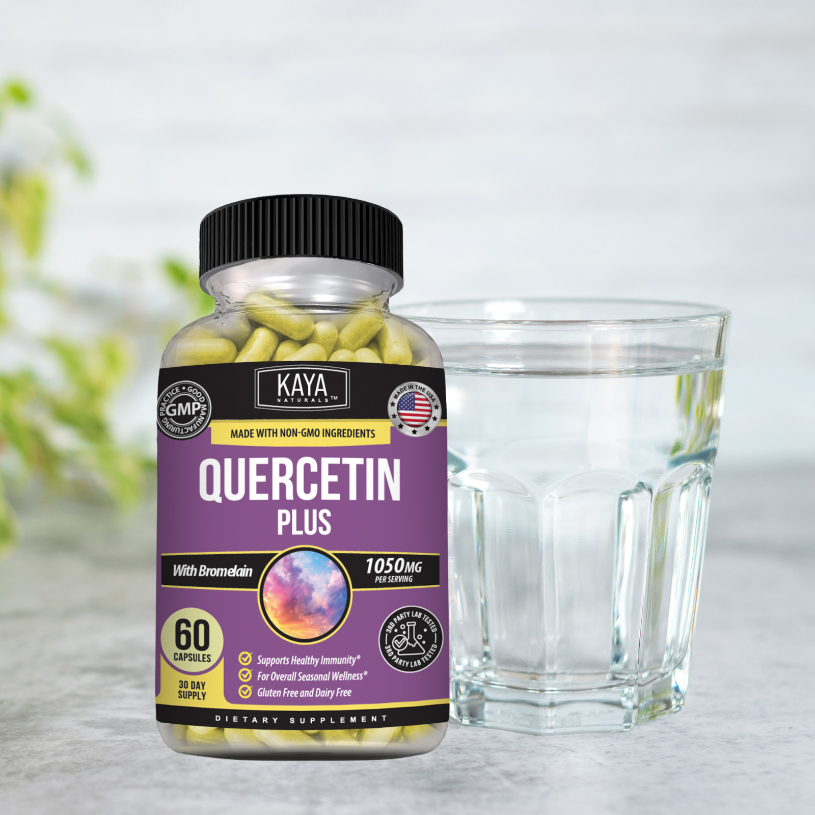 Quercetin + Zinc & Bromelain Immune & Antioxidant Support for Seasonal Wellness