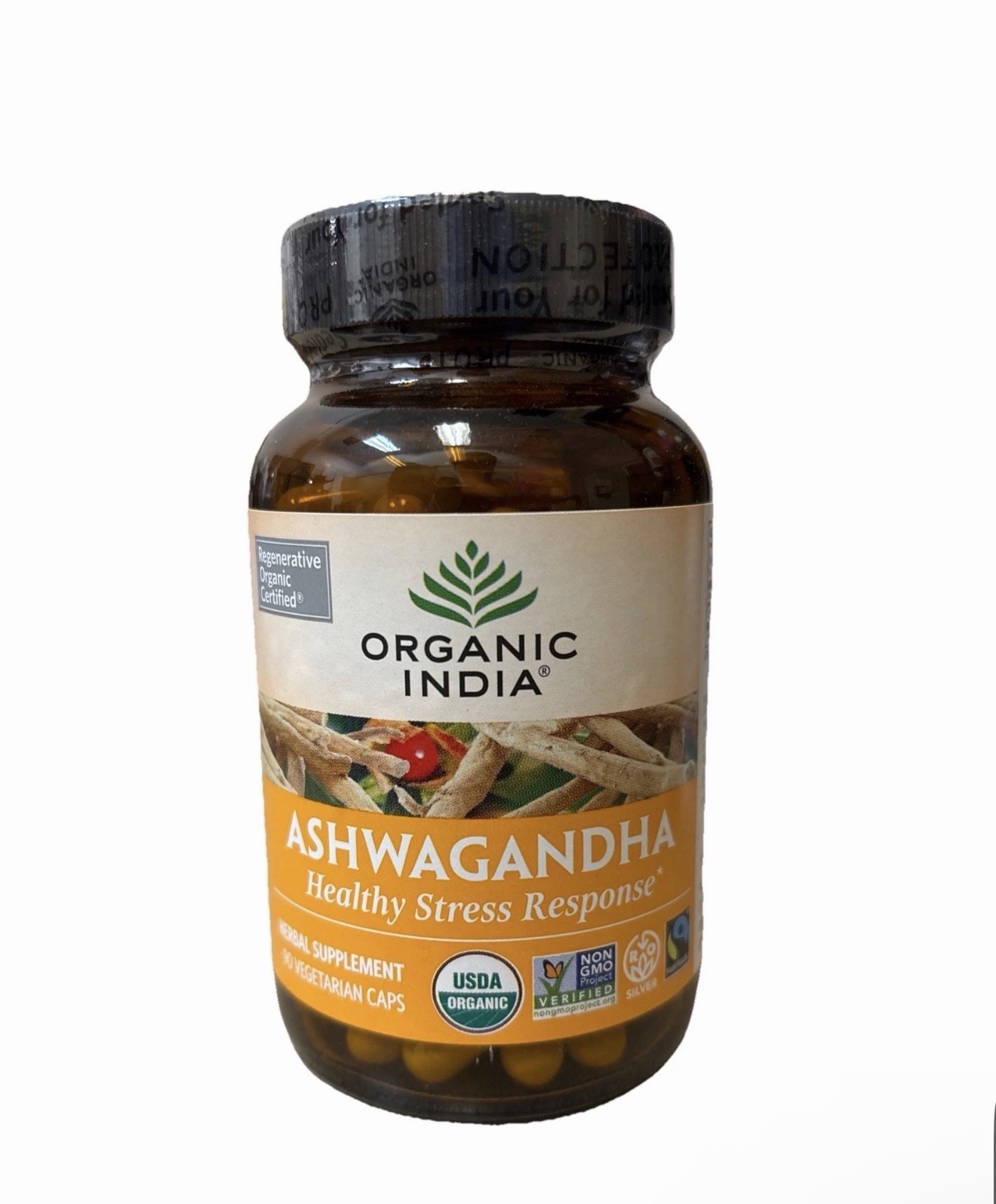 Organic India Organic Ashwagandha 90 Veg Caps B Corp, Gluten-Free, BB 4/28