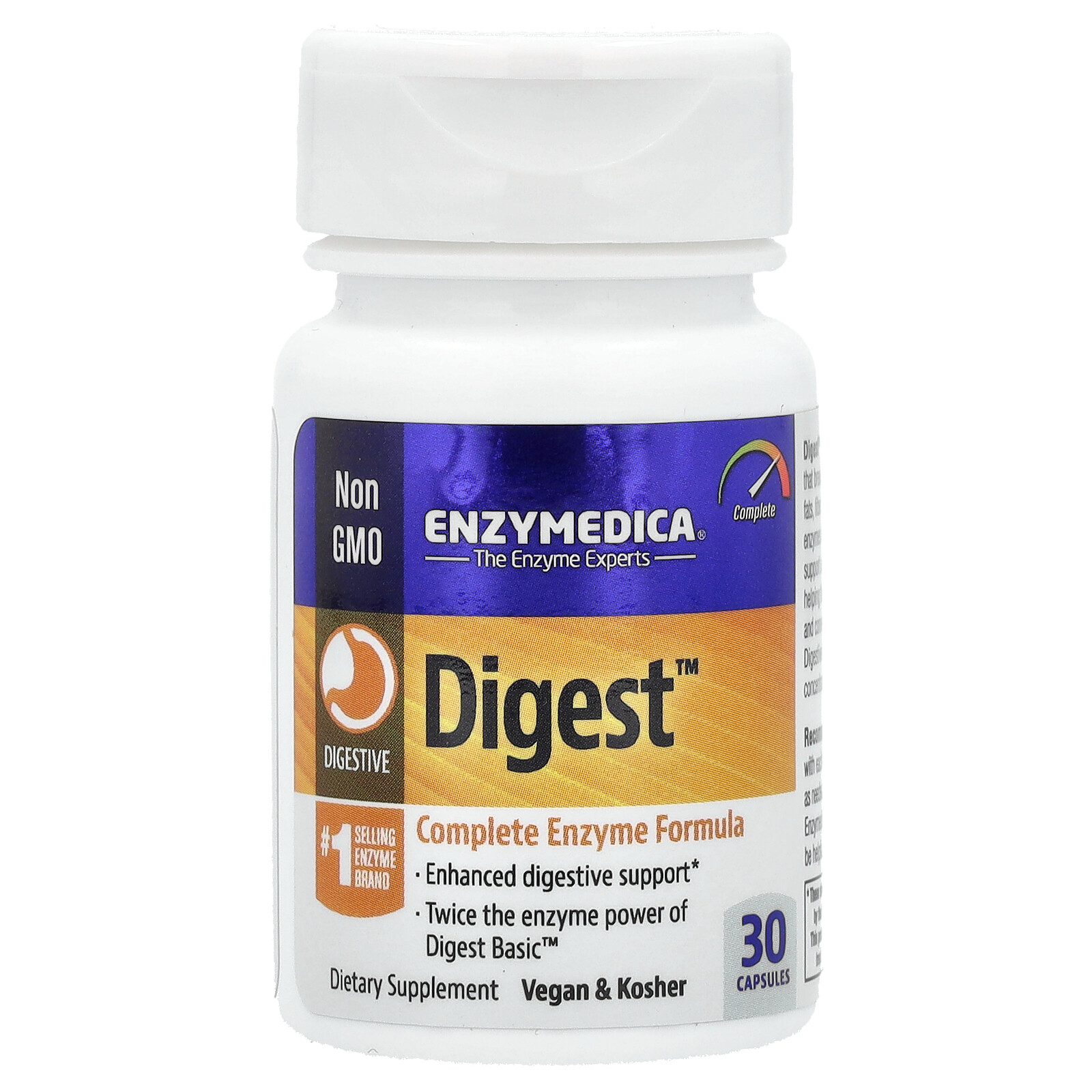 Enzymedica Digest Complete Enzyme Formula 30 Capsules Casein-Free, Dairy-Free,