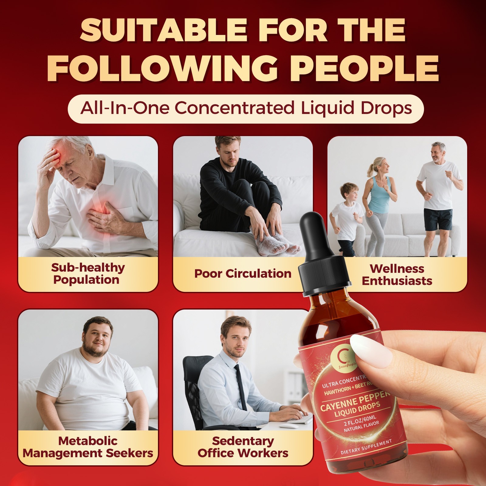Cayenne Pepper Supplement Liquid Drops Natural Metabolism & Energy Support