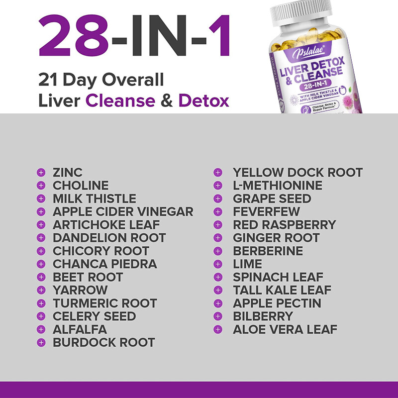 28-In-1 Liver Detox & Cleanse – Liver Support Supplements – with Milk Thistle