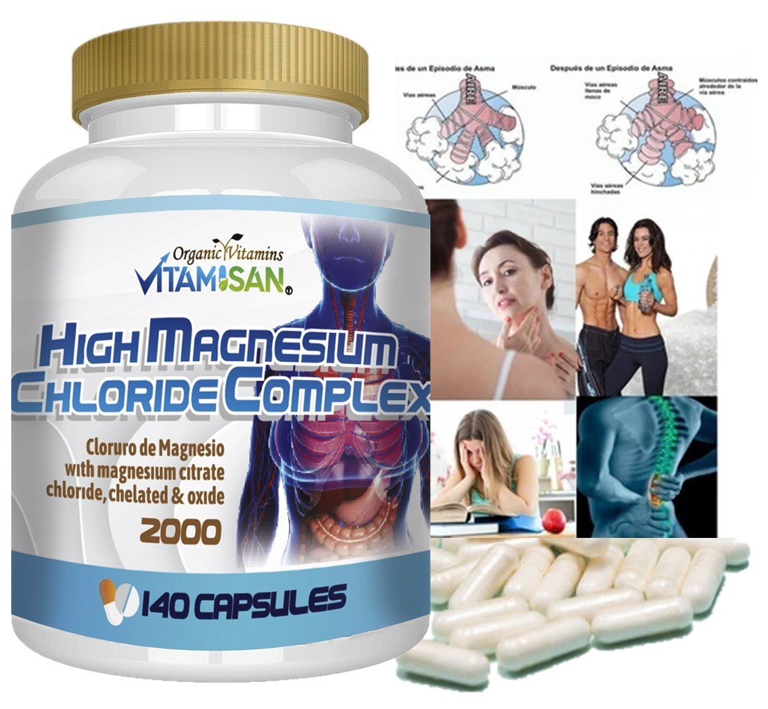 Best high Magnesium Chloride 2000 mg 140 capsules Nervous System Support organic
