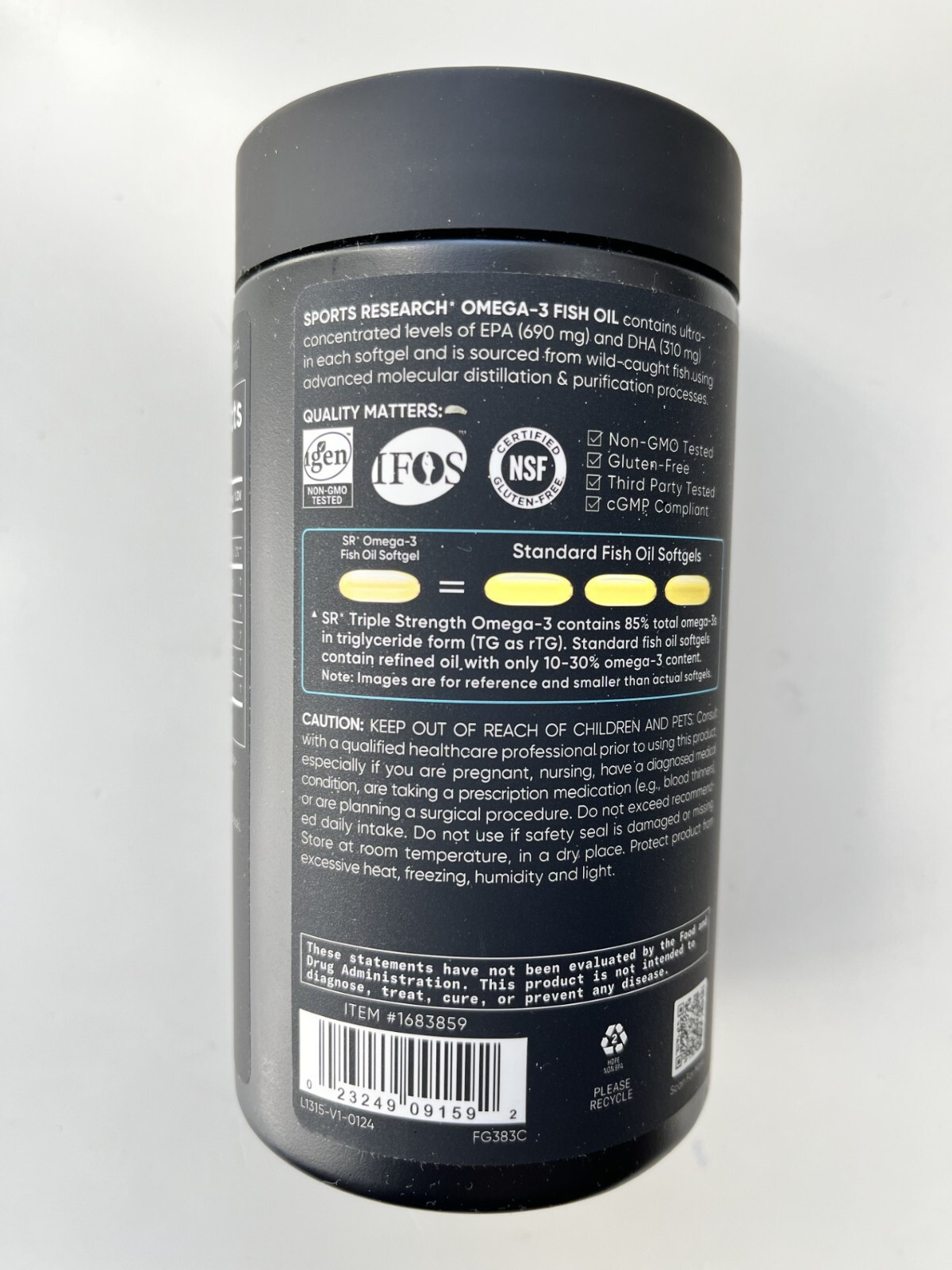 Sports Research Triple Strength Omega-3 Fish Oil, 150 Fish Softgels EXP 08/2026