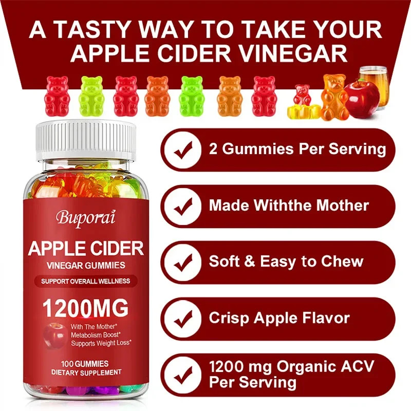 Apple Cider Vinegar 200pcs – Promotes Intestinal Digestion, Energy Metabolism
