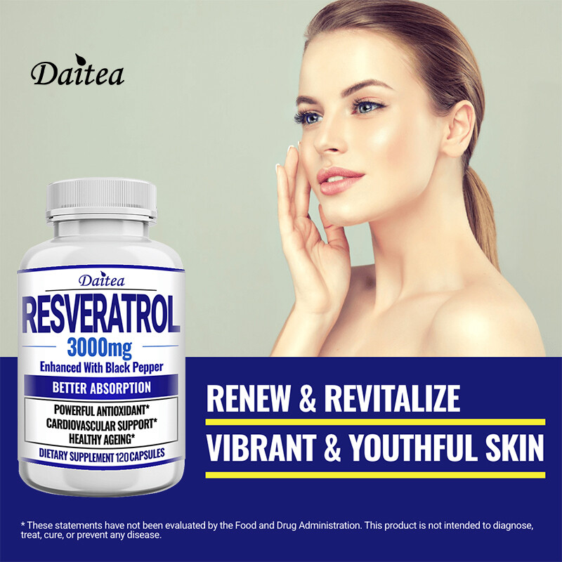 Resveratrol Capsules 3000mg Anti-Aging Antioxidants, Radiant Skin 30/60/120 Caps
