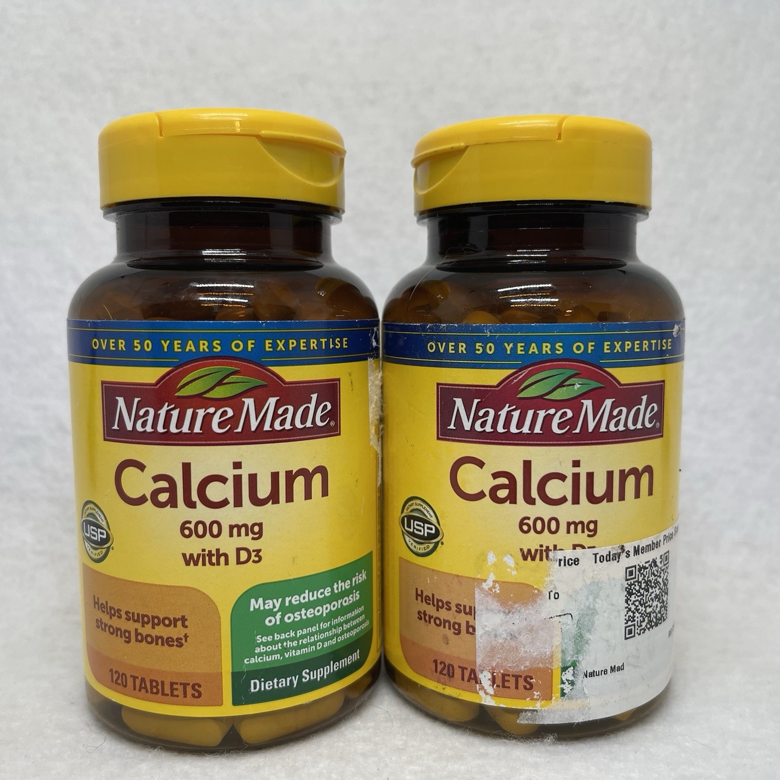 2 Nature Made Calcium W/ Vitamin D3 600mg 120 Tabs Each (240 Total) EXP 1/27
