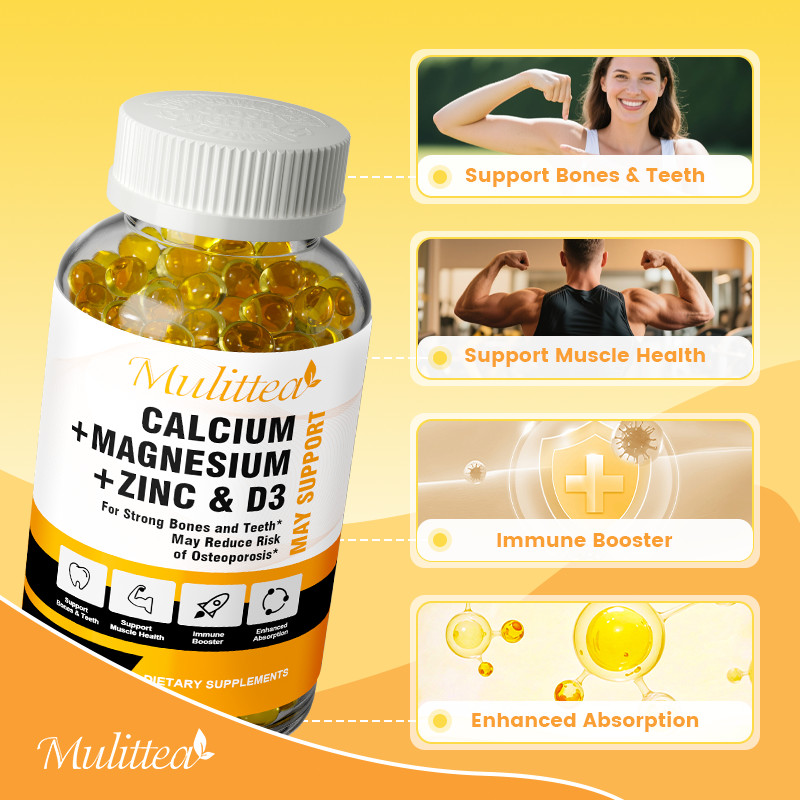 Zinc Calcium Magnesium & Vitamin D Complex Supplement Bone Muscle Immune Support