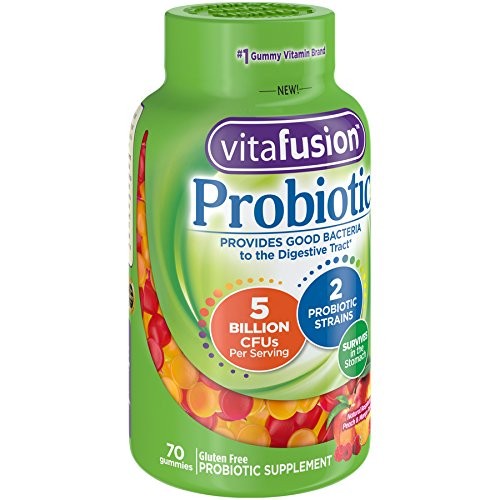 vitafusion Probiotic Gummy Supplements, Raspberry, Peach and Mango Flavors,