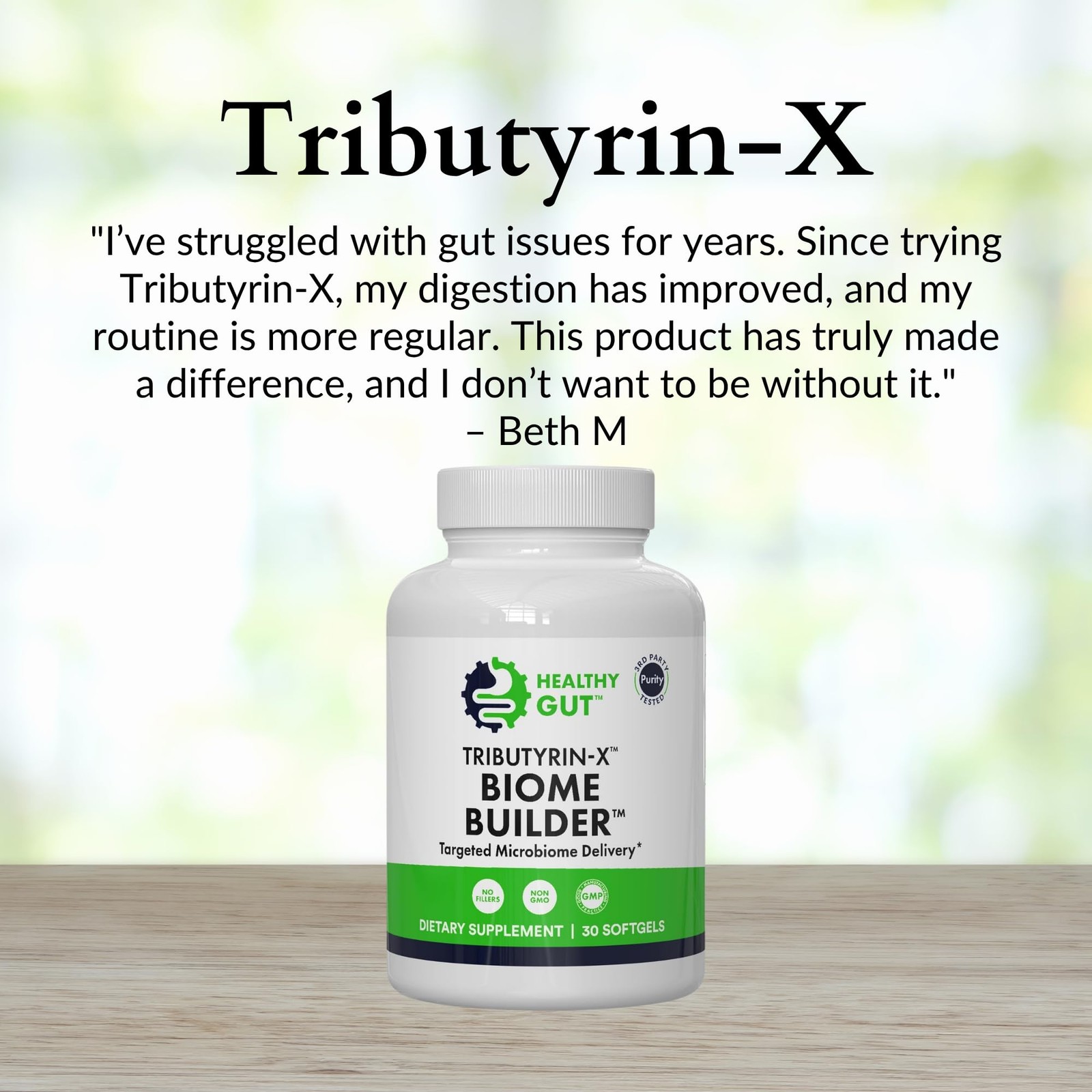 Healthy Gut Tributyrin-X | Most Bioavailable Butyrate 30 Count (Pack of 1)
