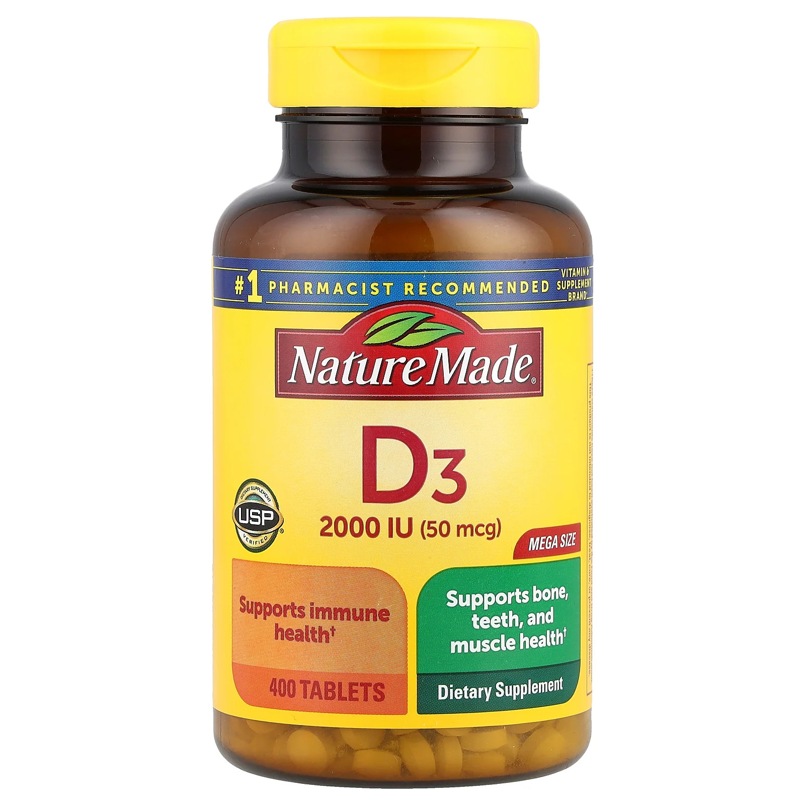 2 X Nature Made, Vitamin D3, 50 mcg (2000 IU), 400 Tablets