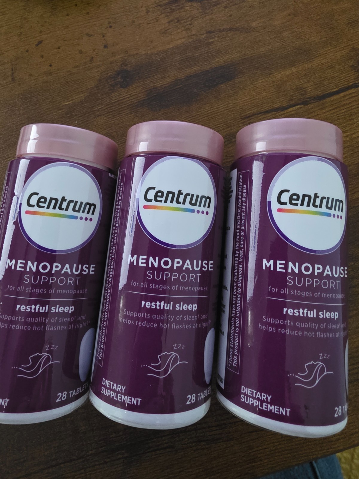 3 Centrum Menopause Support Restful Sleep Supplement, 28 tablets each bottle