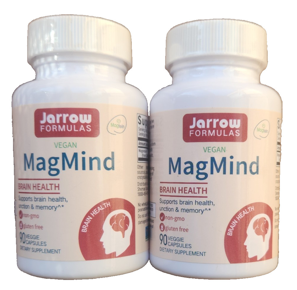 Jarrow Formulas, Inc. Vegan Magmind 144 mg 90 Veg Capsules 2PK NEW SEALED.